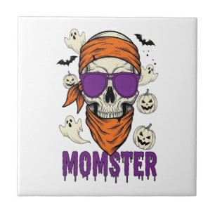Momster schedel Grappige Halloween Moeder Tegeltje