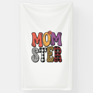 Momster Vintage Moeder Luipaard Geruit Typografie  Spandoek