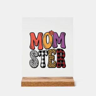 Momster Vintage Moeder Luipaard Schutting Typograf Acryl Bord