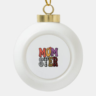 Momster Vintage Moeder Luipaard Streep Typografie Keramische Bal Ornament