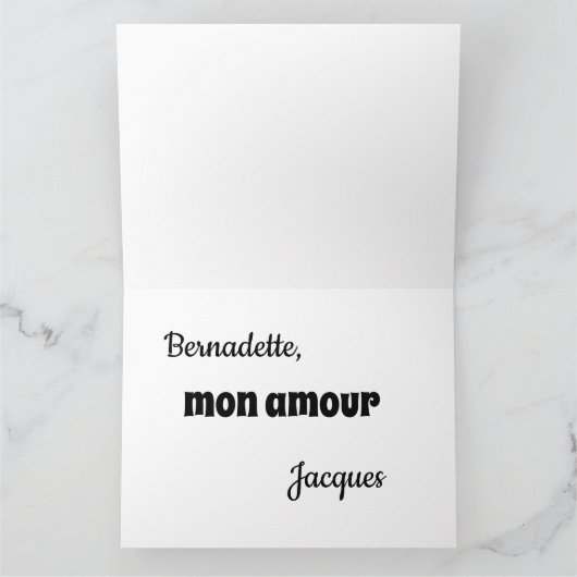 Mon Amour Masc. Vouwkaart met groet Kaart (Binnen)