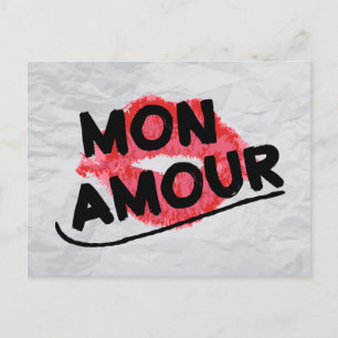 Mon Amour Rode Lippenstift Kus Liefdesbrief Mijn L Briefkaart