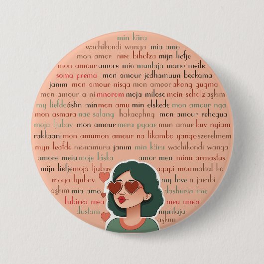 Mon Amour Ronde Button 7,6 Cm (Voorkant)