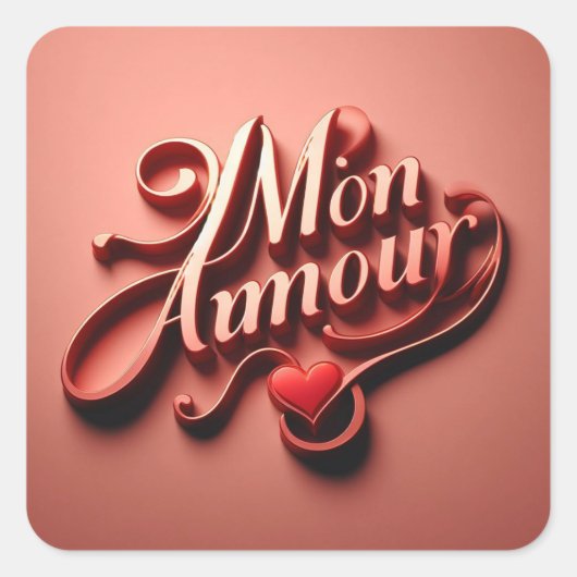Mon Amour Vierkante Sticker (Voorkant)