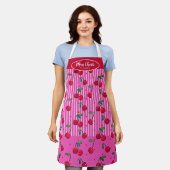 Mon Cheri-bessen Hartpatroon Aangepaste Rood Roze Schort (Gedragen)