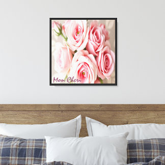 Mon Cheri Roze Rozen Canvas Afdruk