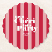 Mon Cherie Let's Party Cherry Red Bold Stripe Kartonnen Onderzetters (Voorkant)