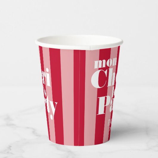 Mon Cherie Let's Party Cherry Red Bold Stripe Papieren Bekers (Rechts)