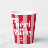 Mon Cherie Let's Party Cherry Red Bold Stripe Papieren Bekers (Voorkant)