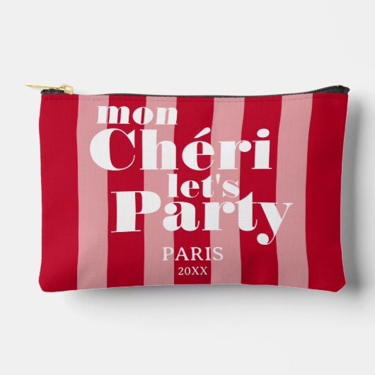Mon Cherie Let's Party Kersenrood Vette Streep Etui (Voorkant)