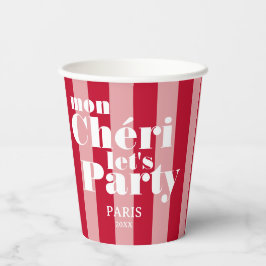 Mon Cherie Let's Party Kersenrood Vette Streep Papieren Bekers