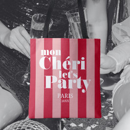 Mon Cherie Let's Party Kersenrood Vette Streep Tote Bag