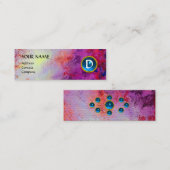 MON MONOGRAM heldere fuchsie paars blauw Mini Visitekaartje (Voorkant / Achterkant)