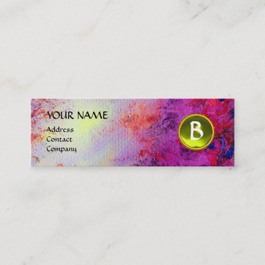 MON MONOGRAM heldere fuchsie paars geel Mini Visitekaartje (Voorkant)