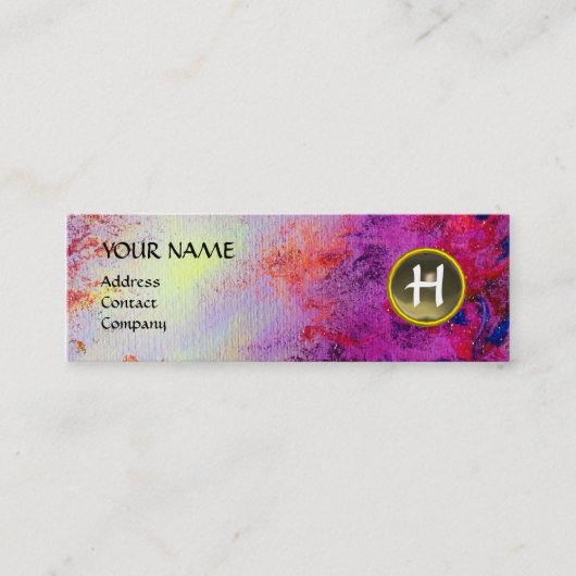 MON MONOGRAM heldere fuchsie paars grijs Mini Visitekaartje (Voorkant)