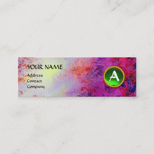 MON MONOGRAM heldere fuchsie paars groen Mini Visitekaartje (Voorkant)