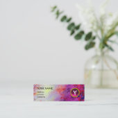 MON MONOGRAM heldere fuchsie paars roze Mini Visitekaartje (Staand voorkant)
