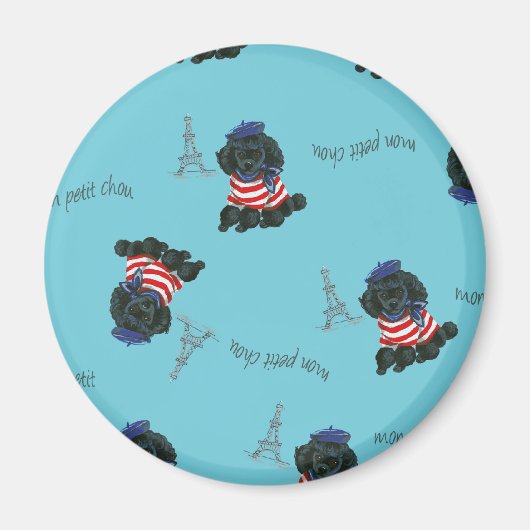 Mon Petit Chou Chou Black Poodle Puppy Magneet (Voorkant)