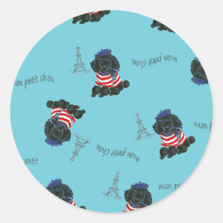Mon Petit Chou Chou Black Poodle Puppy Ronde Sticker