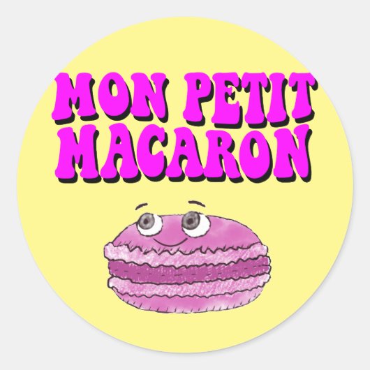 Mon Petit Macaron Retro Groovy Ronde Sticker (Voorkant)
