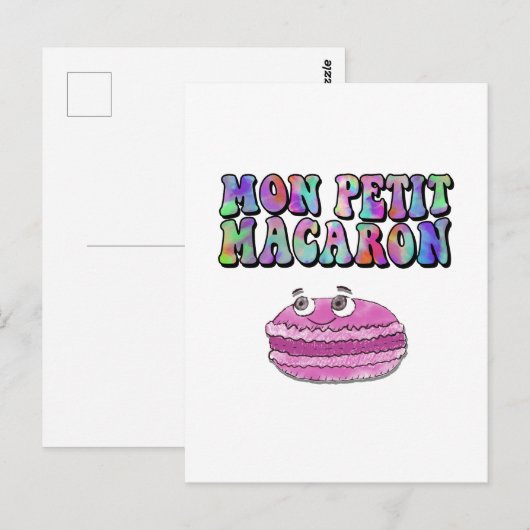 Mon Petit Macaron Retro Tie Dye Groovy Briefkaart (Voorkant / Achterkant)