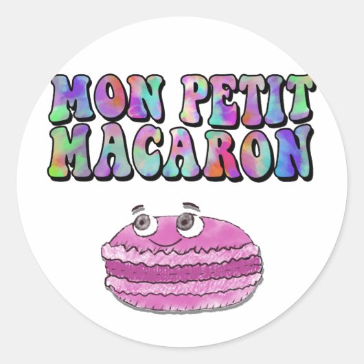 Mon Petit Macaron Retro Tie Dye Groovy Ronde Sticker (Voorkant)