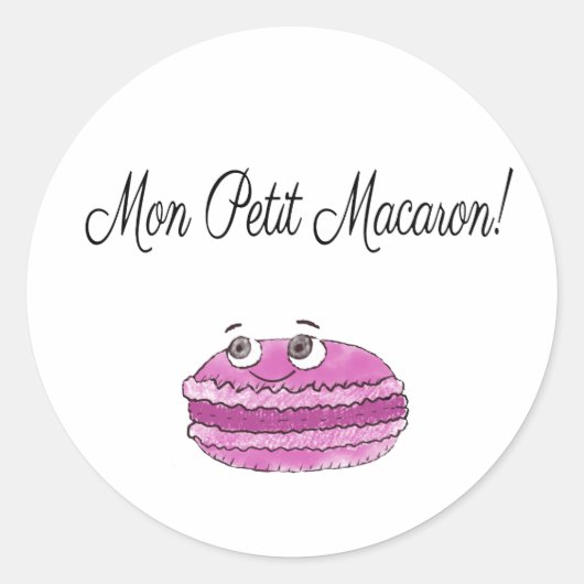 Mon Petit Macaron Ronde Sticker (Voorkant)