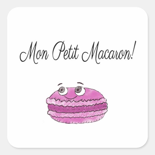 Mon Petit Macaron Vierkante Sticker (Voorkant)