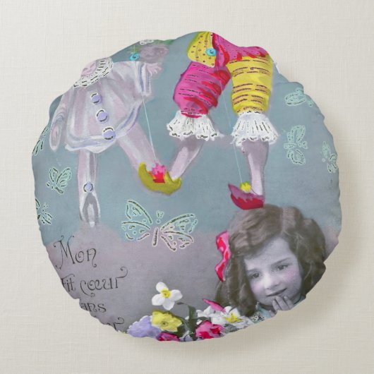 Mon petite coeur dans ce baiser 2 rond kussen (Achterkant)