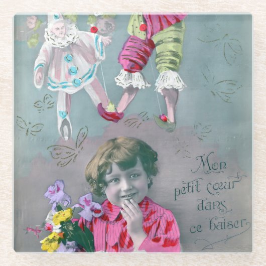 Mon petite coeur dans ce baiser glazen onderzetter (Voorkant)