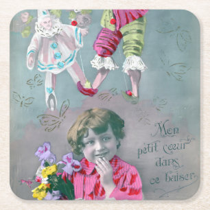 Mon petite coeur dans ce baiser kartonnen onderzetters
