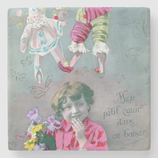 Mon petite coeur dans ce baiser stenen onderzetter (Voorkant)