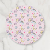 Mon, sterren en wolken Patroon op Pastel Roze Bedankjes Labels (Achterkant)
