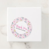 Mon, sterren en wolken Patroon op Pastel Roze Bedankjes Labels (In situ)