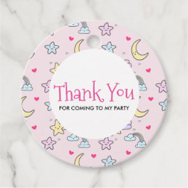 Mon, sterren en wolken Patroon op Pastel Roze Bedankjes Labels