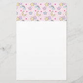 Mon, sterren en wolken Patroon op Pastel Roze Briefpapier (Voorkant)