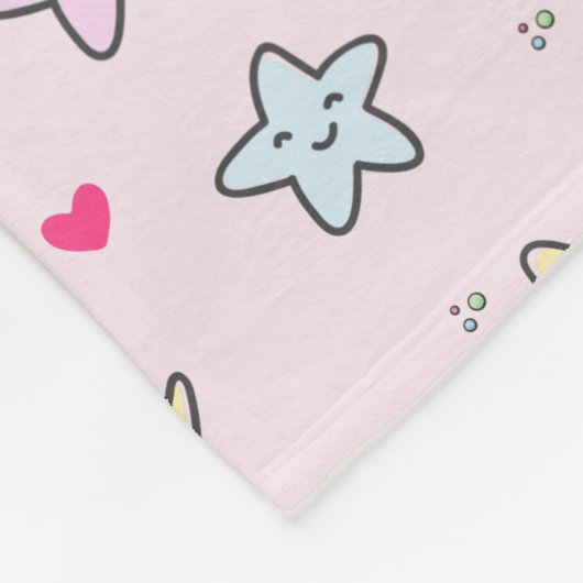 Mon, sterren en wolken Patroon op Pastel Roze Fleece Deken (Hoek)