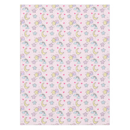 Mon, sterren en wolken Patroon op Pastel Roze Tafelkleed