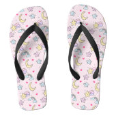 Mon, sterren en wolken Patroon op Pastel Roze Teenslippers (Voetbed)