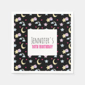 Mon, sterren en wolken Patroon op Zwarte Dag Servet (Voorkant)