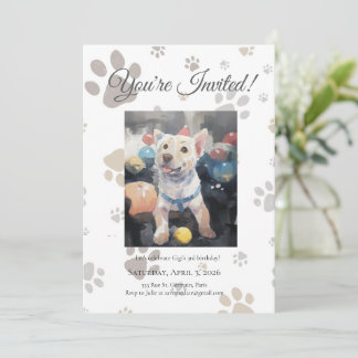 Mon Toutou French Inspired Dog Birthday Invitation Kaart
