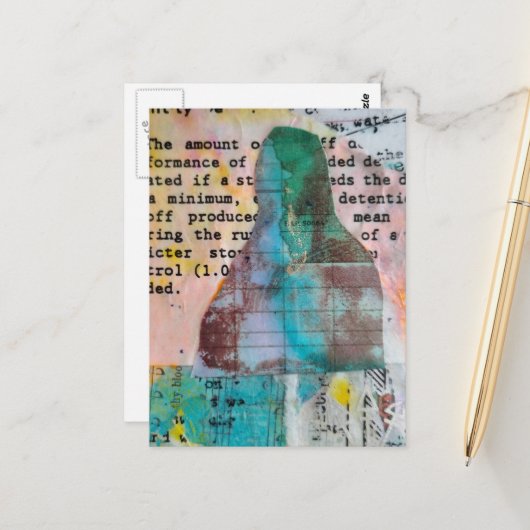 Mona Gestempeld Mixed Media Briefkaart (Voorkant / Achterkant in situ)