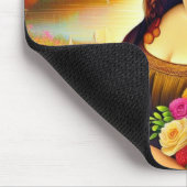 Mona glimlach en bloemen muismat (Hoek)