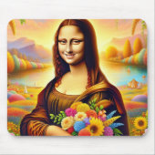 Mona glimlach en bloemen muismat (Voorkant)