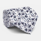 Mona Grey and White Modern Floral Designer Stropdas (Opgerold)