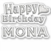Mona Happy Birthday silver Aufkleber Sticker (Voorkant)