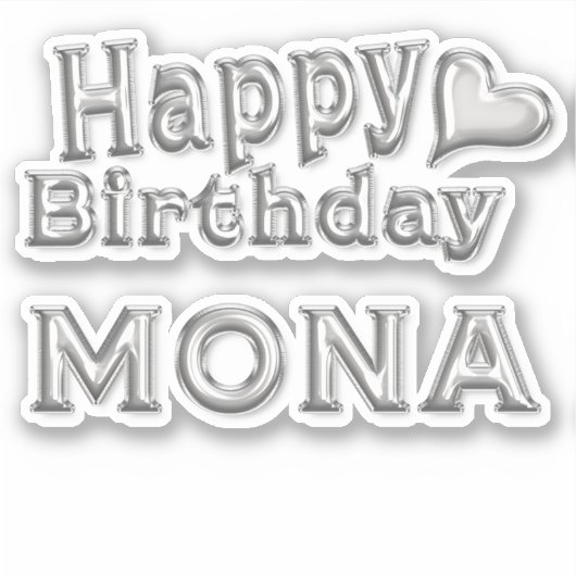 Mona Happy Birthday silver Aufkleber Sticker (Voorkant)