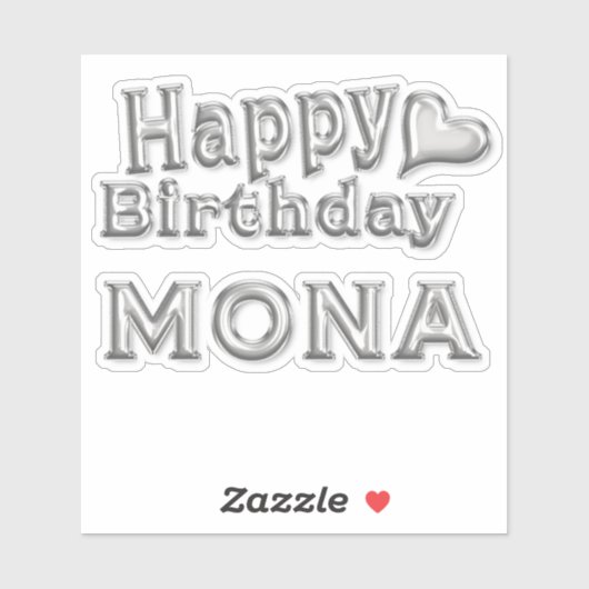 Mona Happy Birthday silver Aufkleber Sticker (Vel)