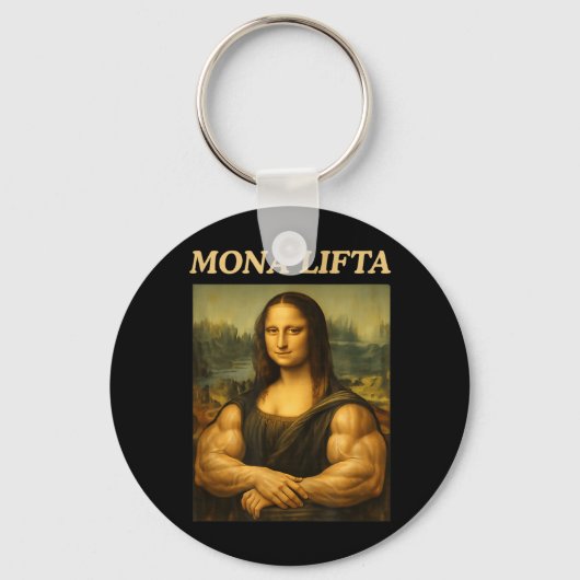 Mona Lifta Grappige Mona Lisa Lift Workout Gen Z Sleutelhanger (Voorkant)