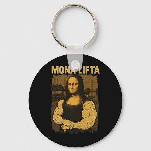 Mona Lifta Gym Workout Grappig Mona Lisa Fitness V Sleutelhanger (Voorkant)